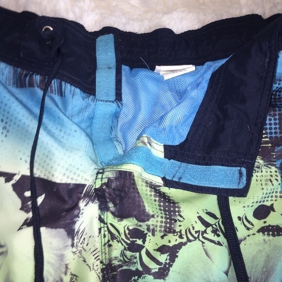 Speedo Swim Trunks Sz L Tropical Blue Hawaiian Surf Shorts Board Shorts - Picture 11 of 12